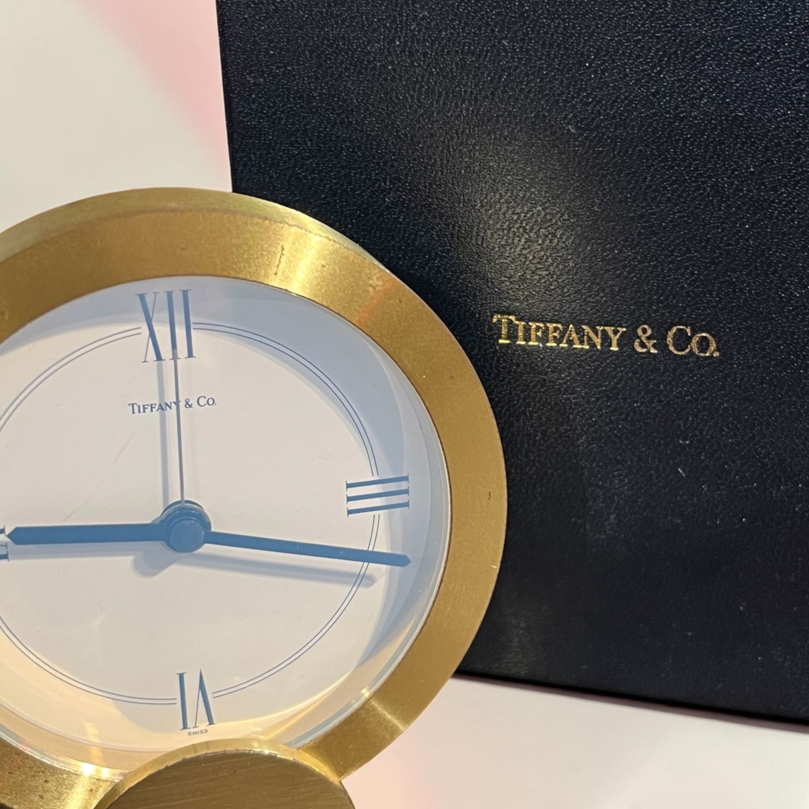 Tiffany & Co. Portfolio真鍮置き時計ドイツ製高12cm動作 【公式通販】