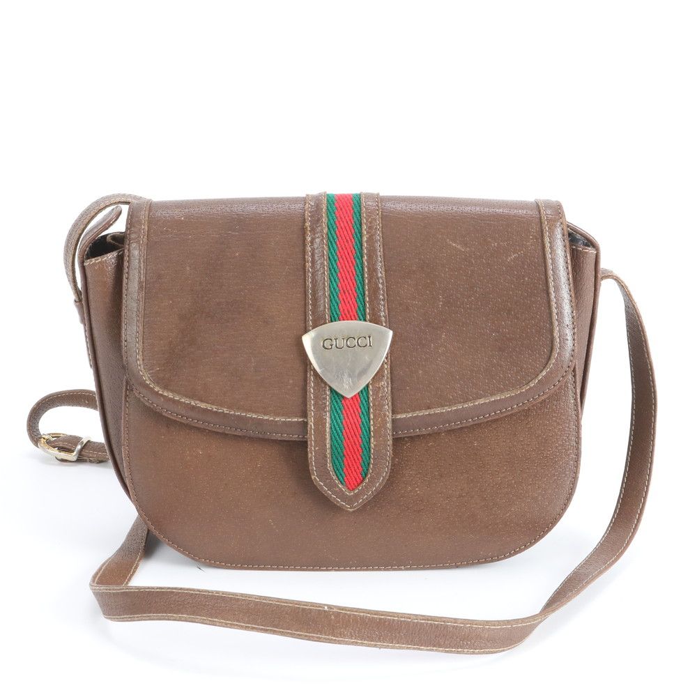 オールド グッチ シェリー ライン レザー ショルダーバッグ 斜め掛け クロスボディ ハンド トート レディース RWE DO35-2 GUCCI - オールド グッチ シェリー ライン レザー ショルダーバッグ