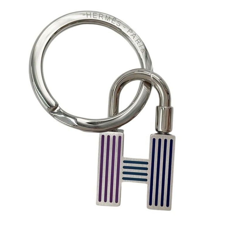 HERMES エルメス キーホルダー カデナ クイズレインボー シルバー系