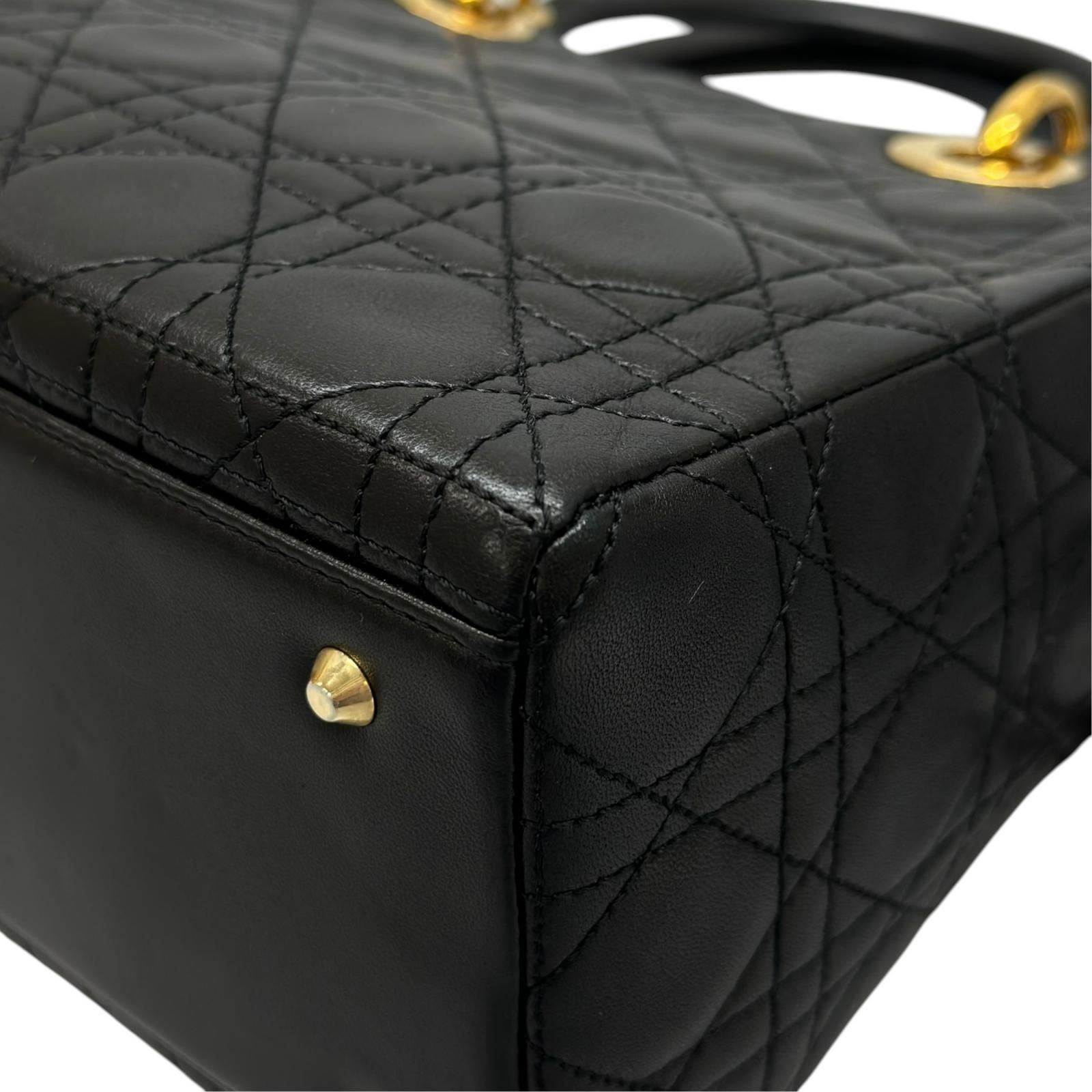 美品 Dior ディオール レディディオール ハンドバッグ ラムスキン 