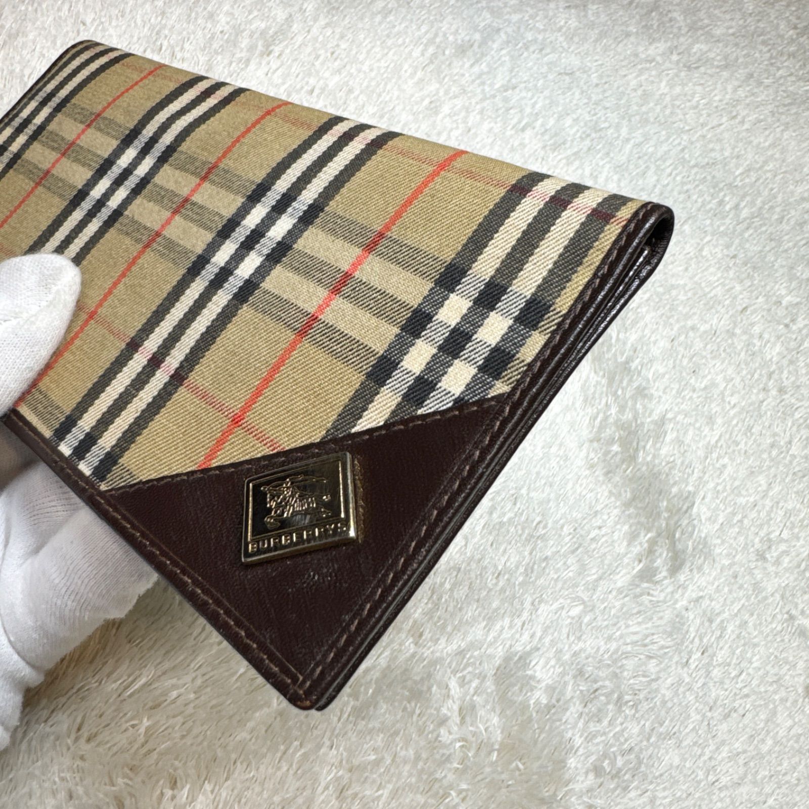 BURBERRY バーバリー 長財布 レザー ノバチェック ゴールドロゴ - メルカリ