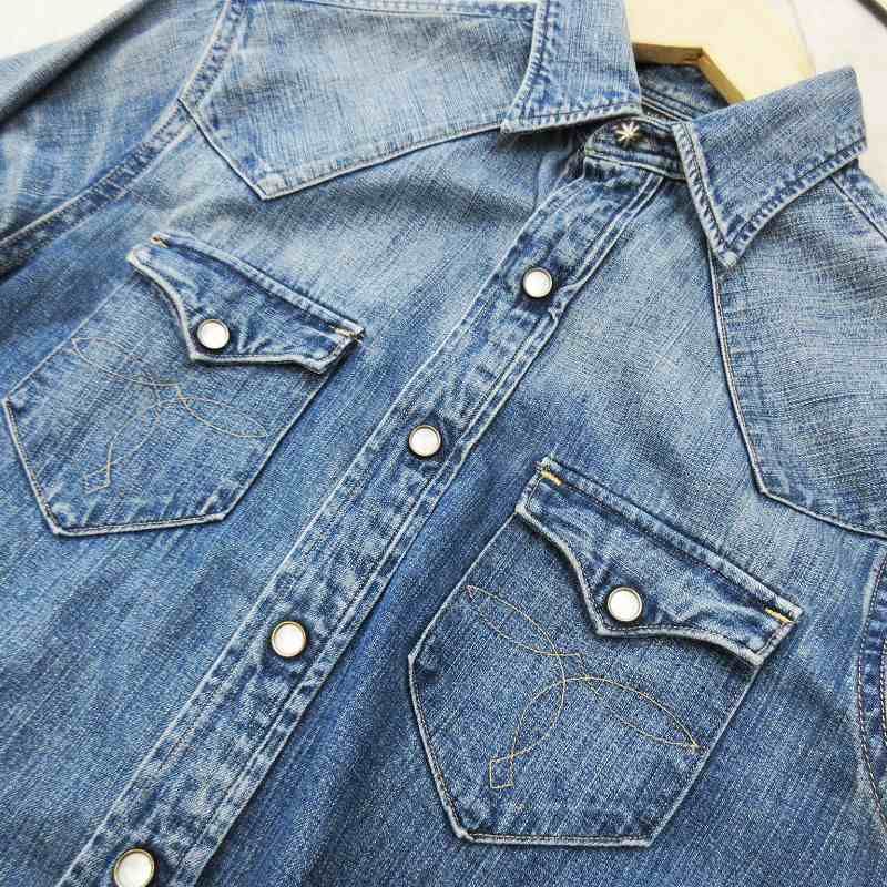 美品】ダブルアールエル 長袖シャツ コンチョボタン ウエスタン 胸