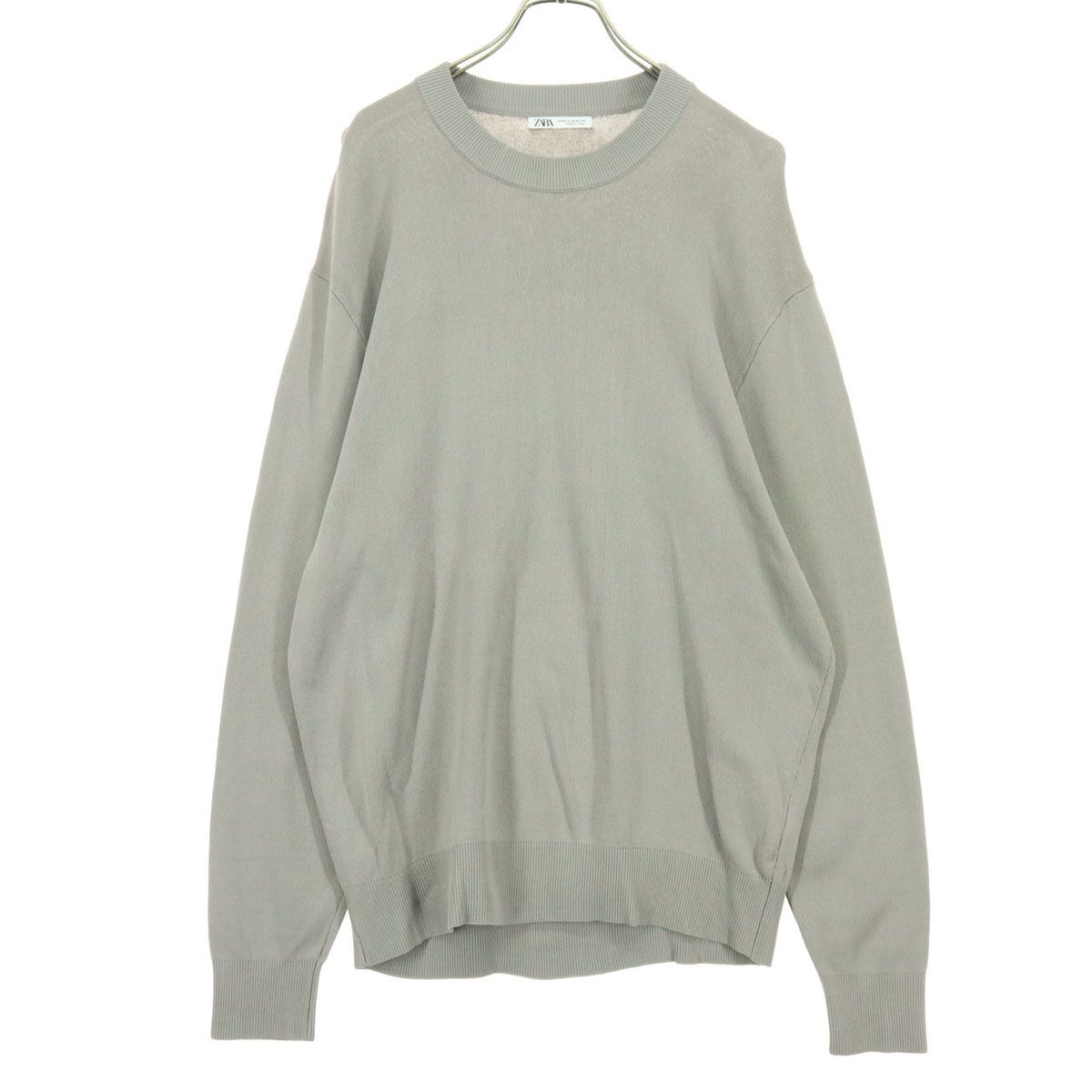 ZARA ザラ 長袖 クルーネック ニット M グレー メンズ 古着 - メルカリ