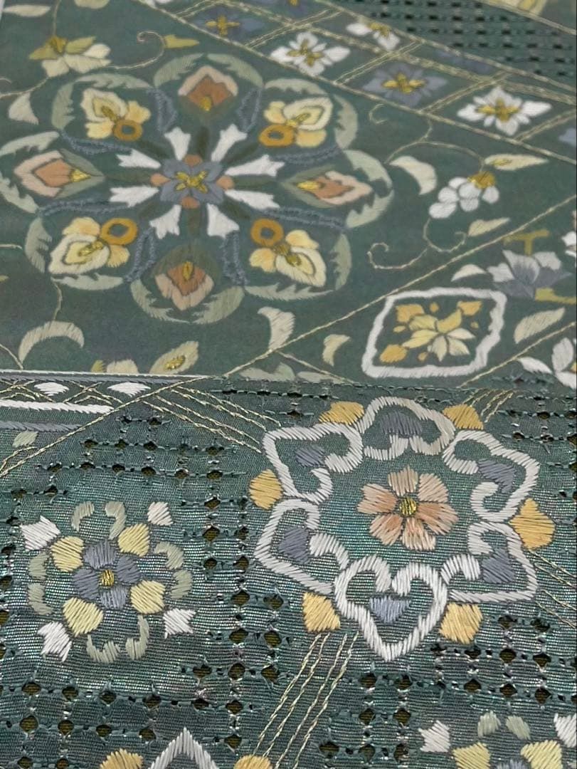 蘇州刺繍 汕頭刺繍 袋帯 吉祥文様 華紋 扇 正絹 六通 D535 - メルカリ