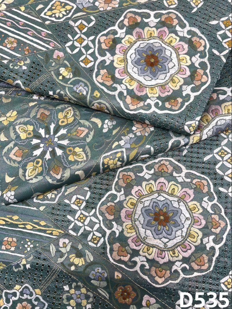蘇州刺繍 汕頭刺繍 袋帯 吉祥文様 華紋 扇 正絹 六通 D535 - メルカリ