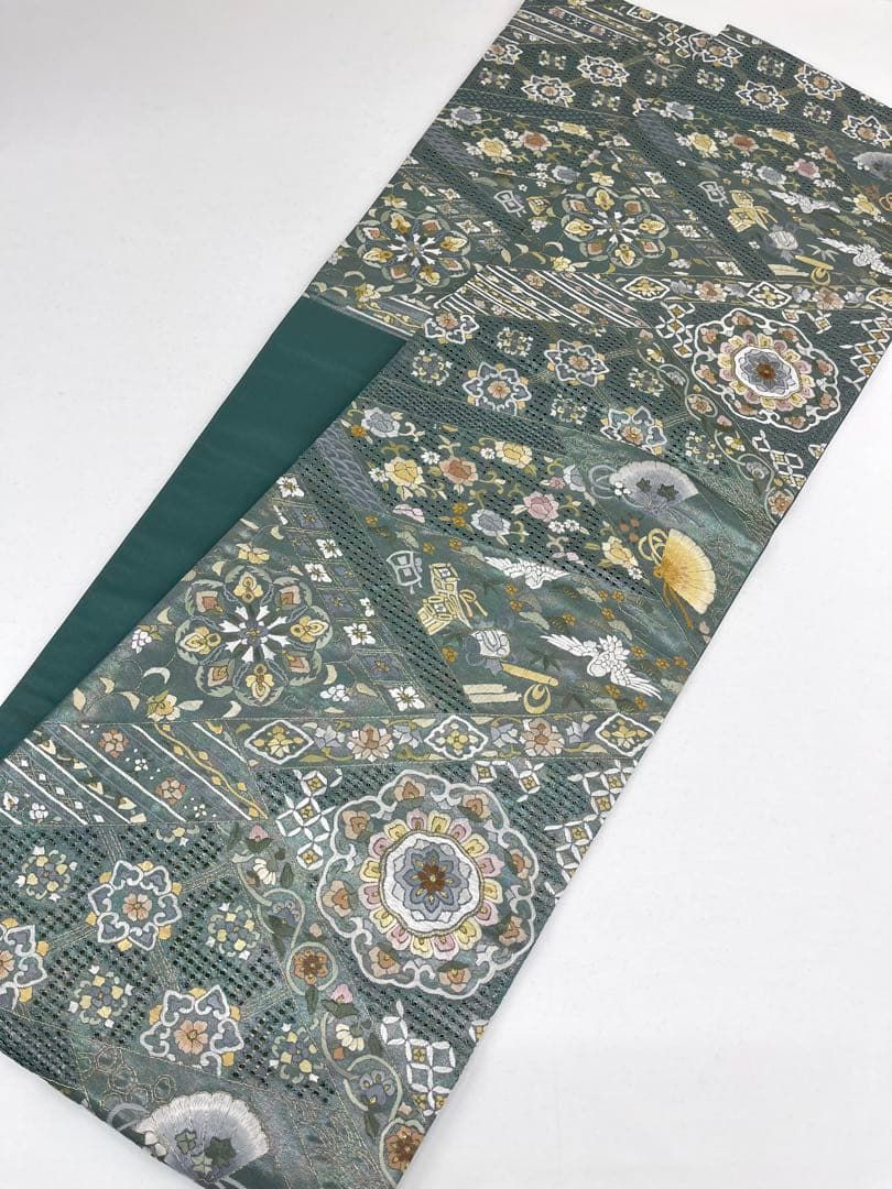 蘇州刺繍 汕頭刺繍 袋帯 吉祥文様 華紋 扇 正絹 六通 D535 - メルカリ