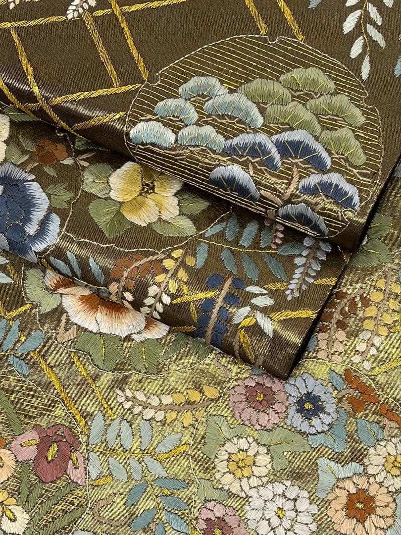 蘇州刺繍 袋帯 四季の花々 正絹 六通 D531 - メルカリ