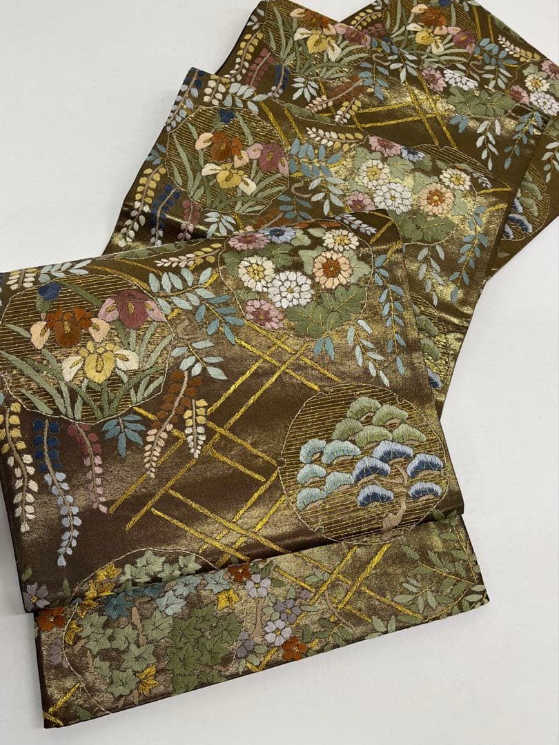 蘇州刺繍 袋帯 四季の花々 正絹 六通 D531 - メルカリ