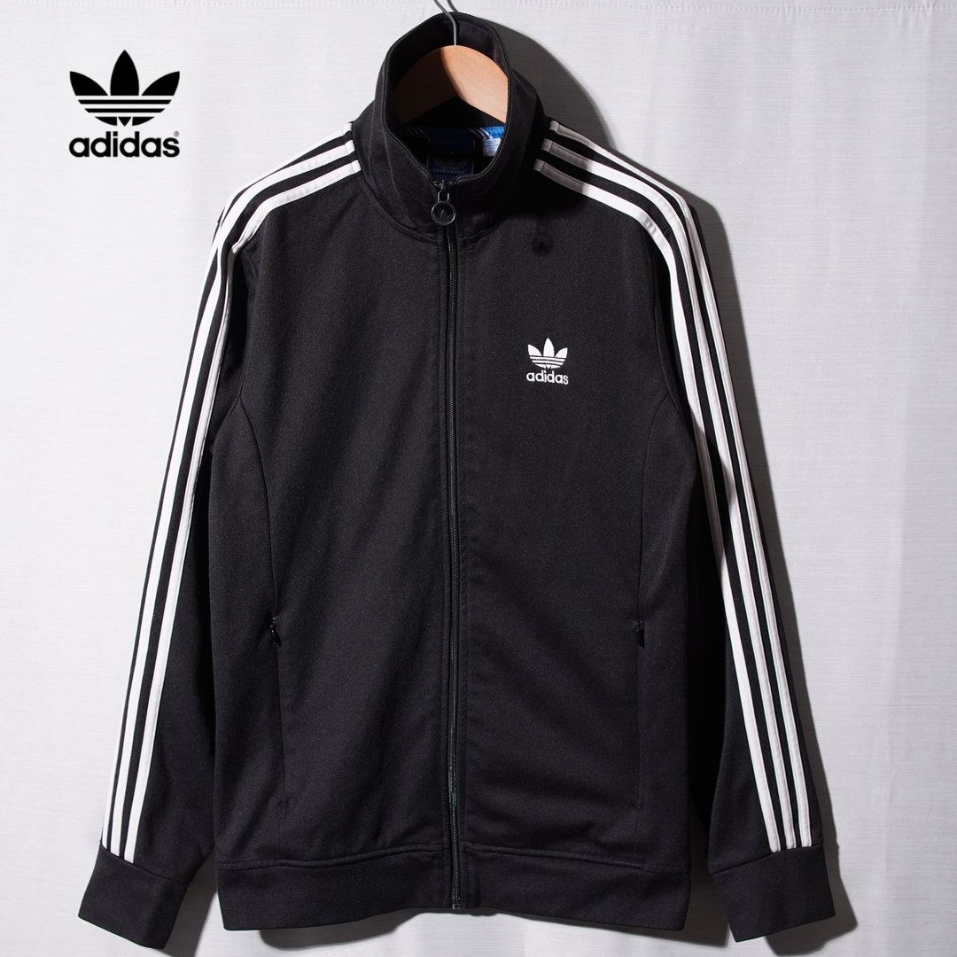 アディダスオリジナルス　刺繍ロゴ　スリーライントラックジャケット2XL 黒色 美品 アディダス オリジナルス adidas ORIGINALS トラックジャケット