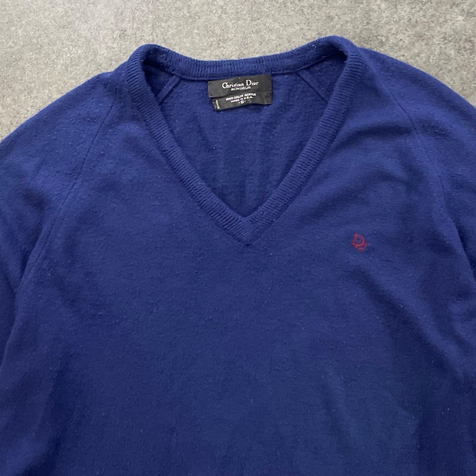USA製 90s Christian Dior MONSIEUR L/S Knit Sweater V-neck 