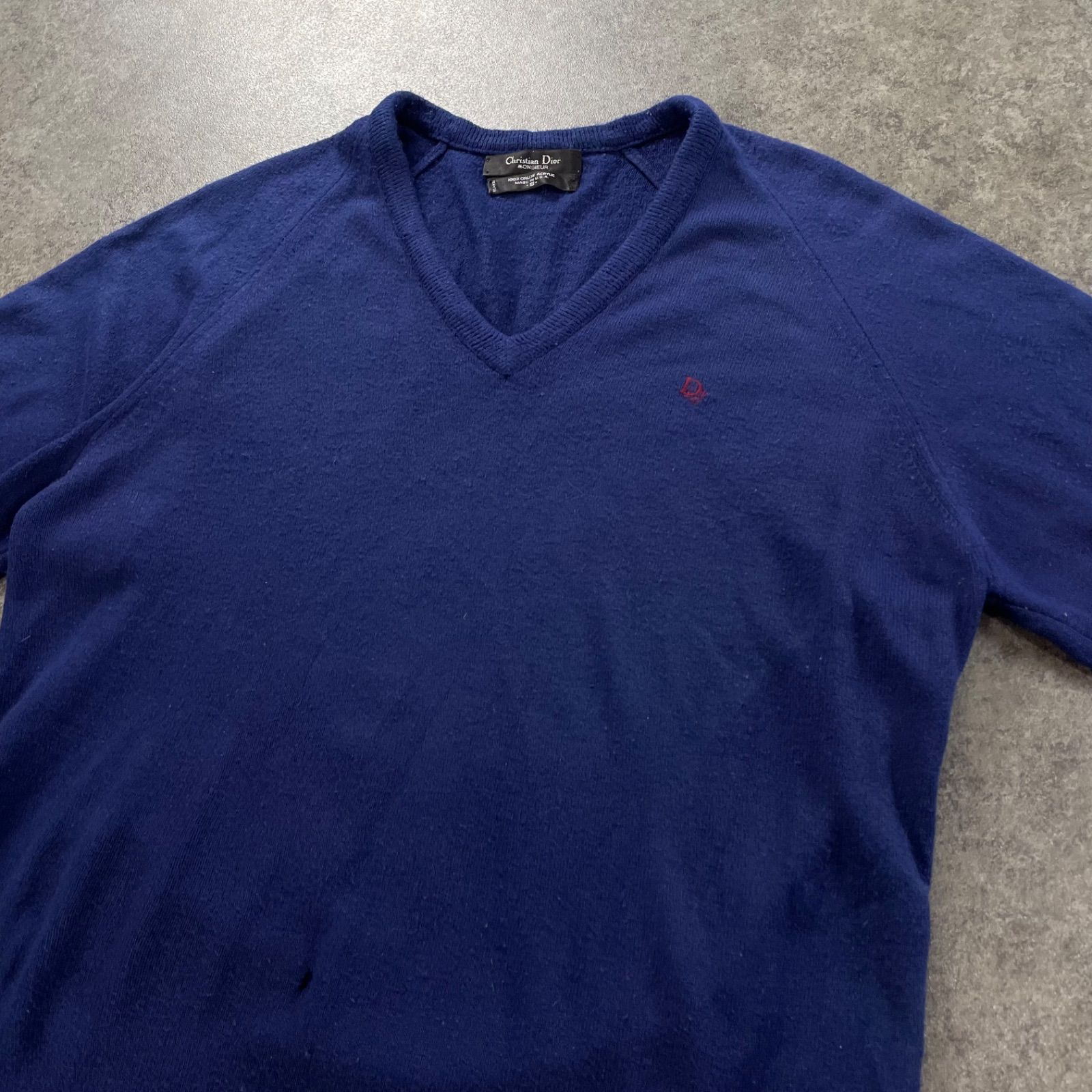 USA製 90s Christian Dior MONSIEUR L/S Knit Sweater V-neck 