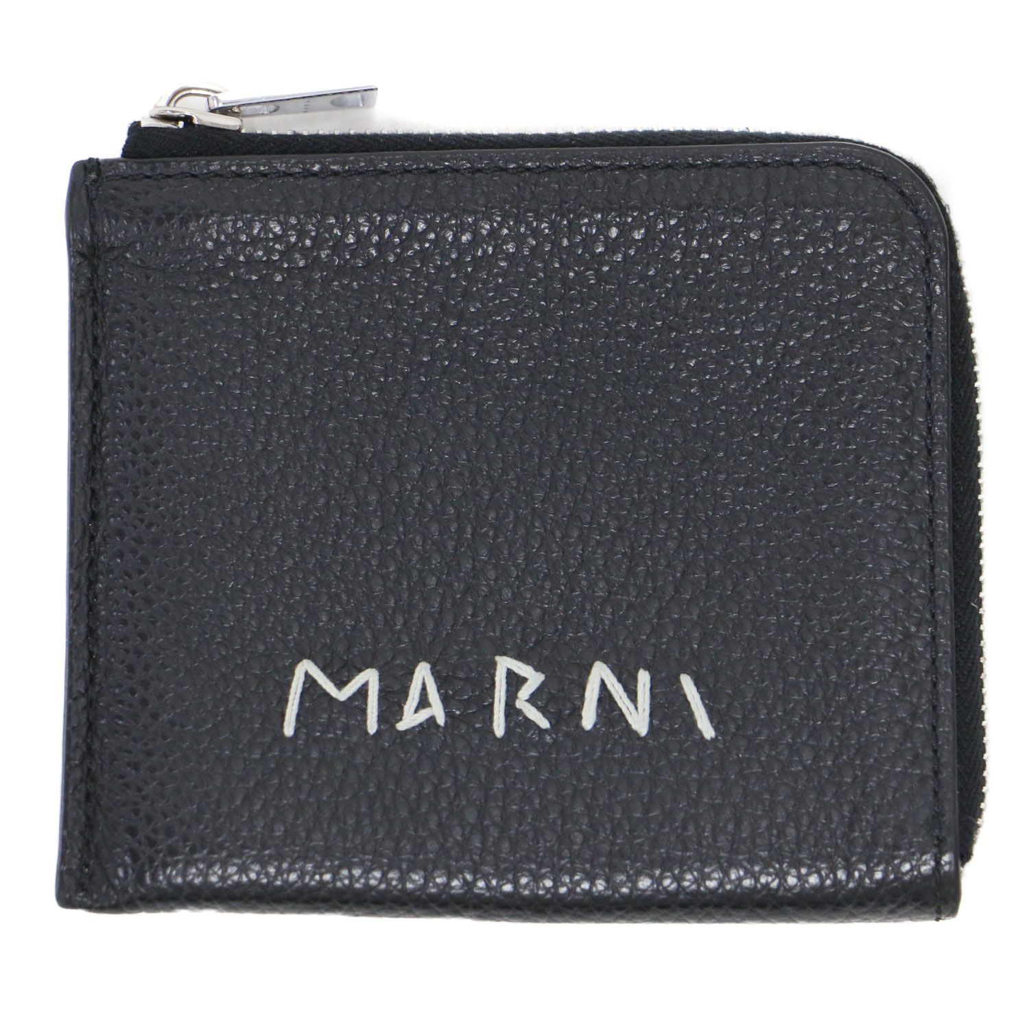 MARNI(マルニ) 財布美品  ロゴ レザー MARNI マルニ 財布 ブラック 黒 | レザー ロゴ刺繍 ジップ アラウンド