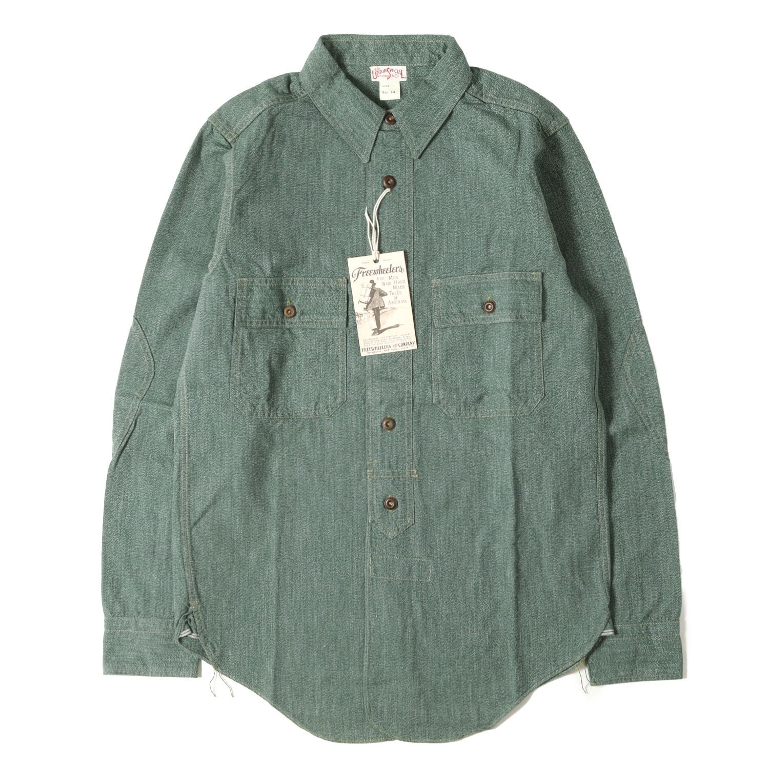 新品】FREEWHEELERS フリーホイーラーズ シャツ 杢グリーン(GRAINED 