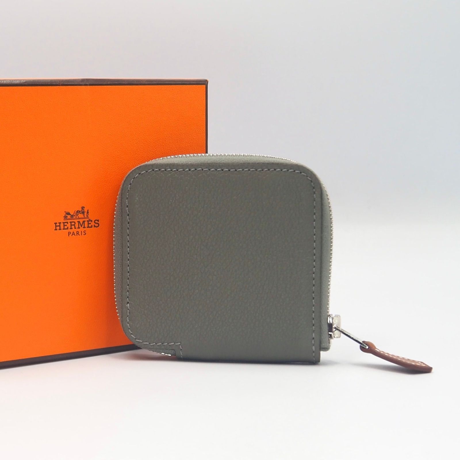 美品】HERMES アザップコンパクト ミニウォレット シルクイン グリ 