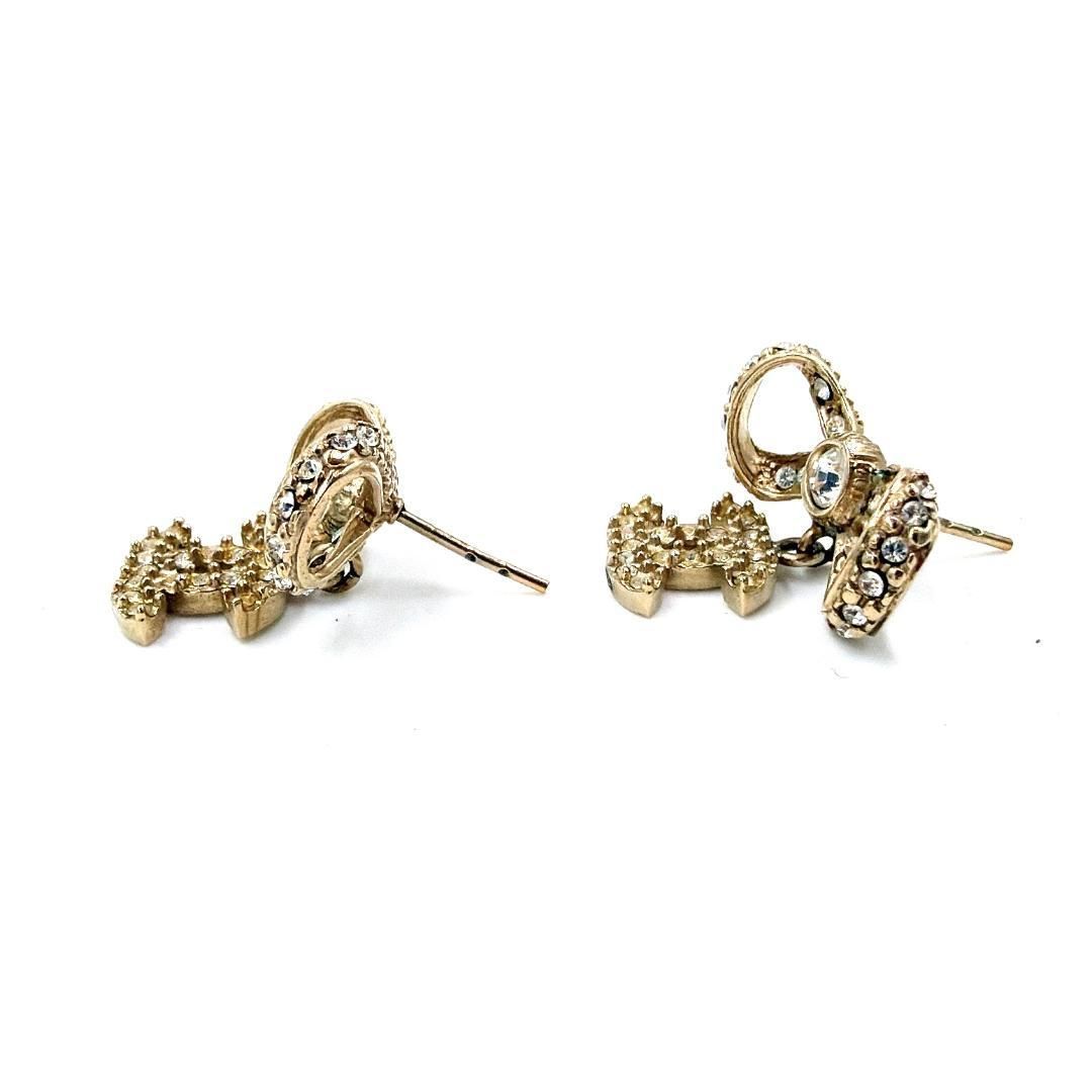 CHANEL ココマーク リボン ラインストーン ピアス 両耳用 □美品□ CHANEL シャネル リボン ココマーク ピアス ラインストーン