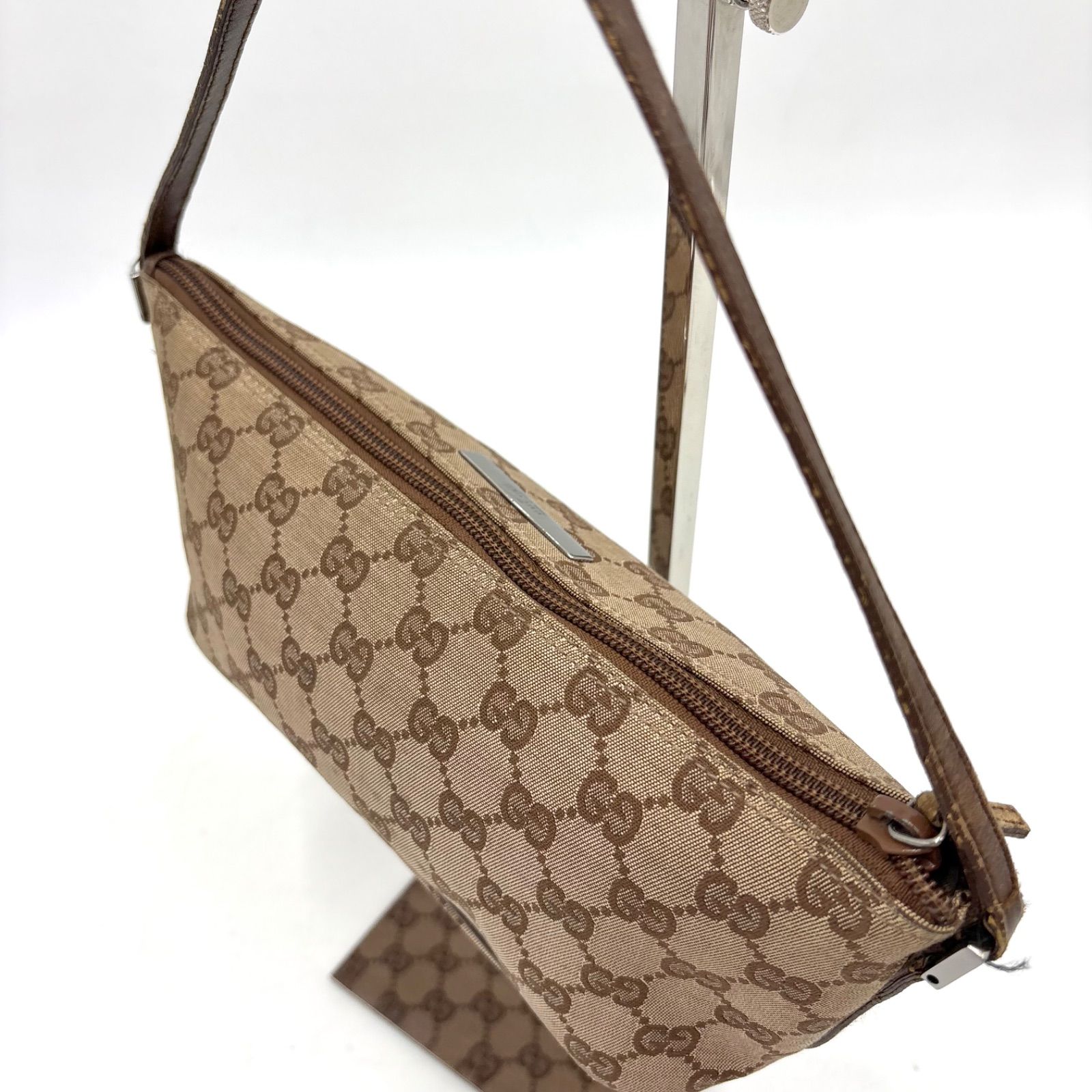 GUCCI グッチ GGキャンバス SV金具 アクセサリーポーチ ハンドバッグ 