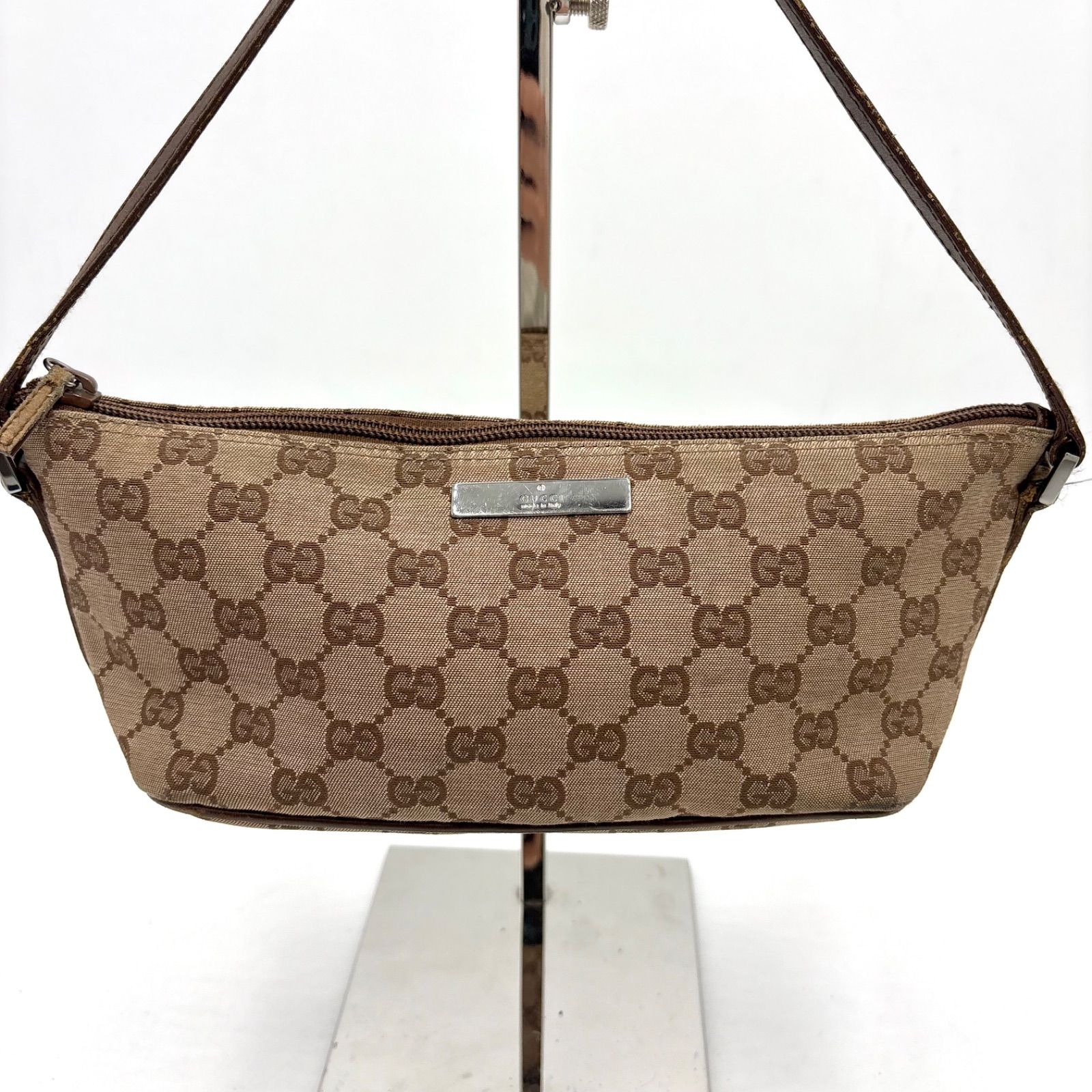 GUCCI グッチ GGキャンバス SV金具 アクセサリーポーチ ハンドバッグ 