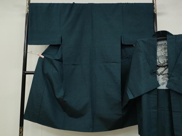 メンズ 平和屋着物○男性 髭紬 アンサンブル 色無地 熨斗目花色 正絹