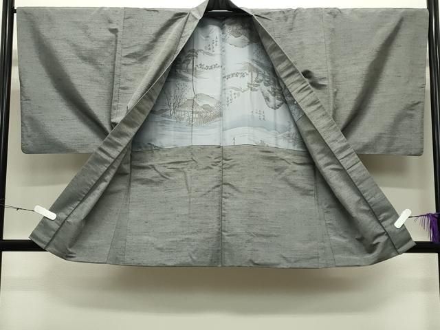 平和屋着物○男性 紬 霞文 正絹 逸品 CABD8911gh