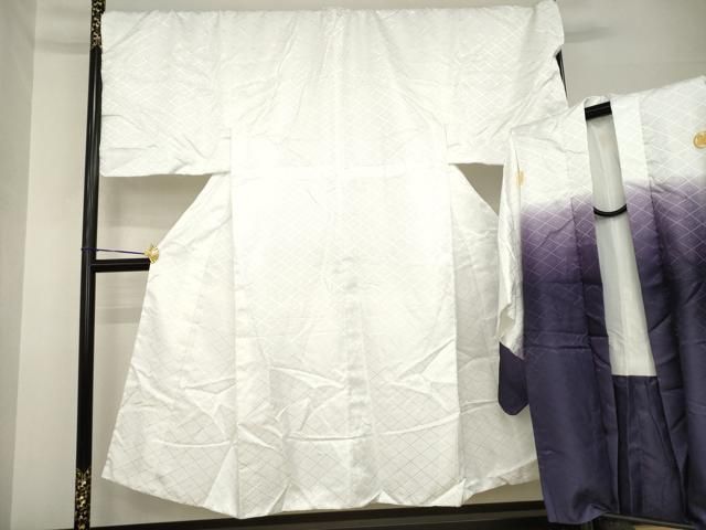 平和屋着物●男性　白紋付・羽織セット　菱文　キングサイズ　洗える着物　AABH2603ck
