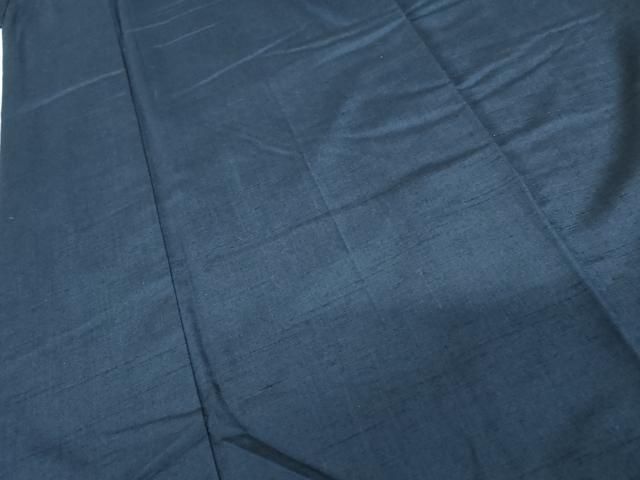 平和屋着物○男性 紬 色無地 瑠璃色 キングサイズ 正絹 逸品 AABG9977cs