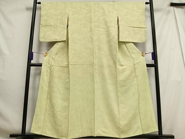 平和屋着物●上質な色無地　花地紋　薄萌黄色　やまと誂製　正絹　逸品　BAAW5184hj 平和屋着物○上質な色無地 花地紋 薄萌黄色 やまと誂製 正絹 逸品