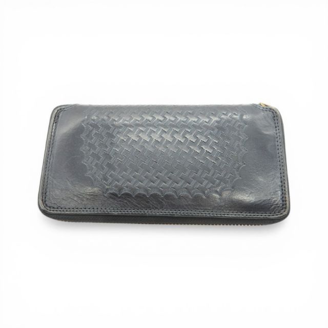 Calee キャリーエンボスレザーフルジップウォレット CALEE ROUND ZIP EMBOSSING LEATHER LONG WALLET BLACK 箱有 キャリー