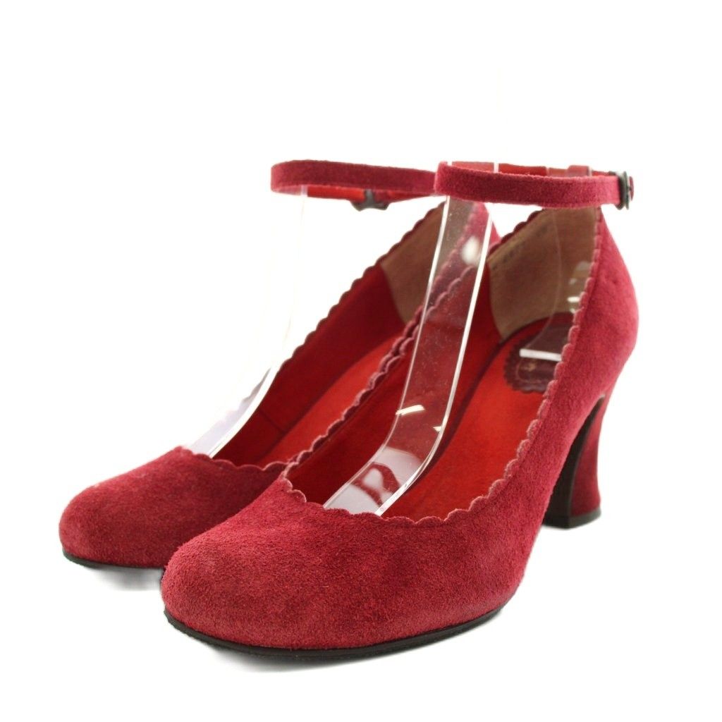 アナスイ ANNA SUI パンプス チャンキーヒール ストラップ スエード 