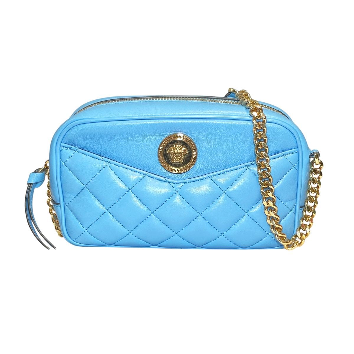 VERSACE(ヴェルサーチ) ショルダーバッグ メデューサ 1008827 ブルー チェーンショルダー/キルティング レザー VERSACE - VERSACE(ヴェルサーチ) ショルダーバッグ メデューサ