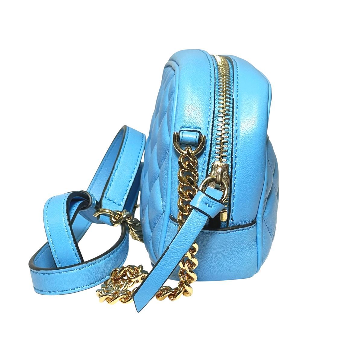 【中古】 VERSACE ヴェルサーチ キルティング メデューサ ショルダーバッグ 1008827 ライトブルー チェーン ミニバッグ レザー レディース 25040166 AO 中古】 VERSACE ヴェルサーチ キルティング メデューサ ショルダー