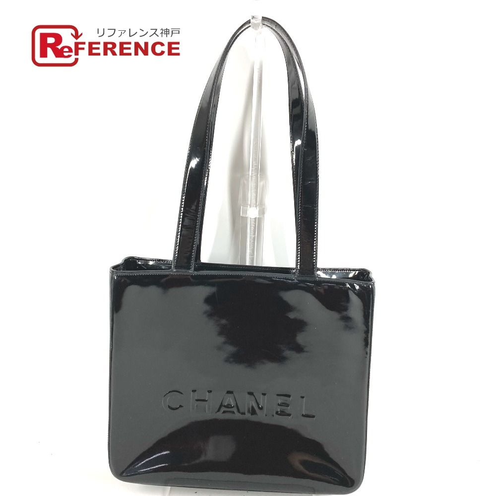CHANEL シャネル ショルダーバッグ ロゴ エナメル ブラック
