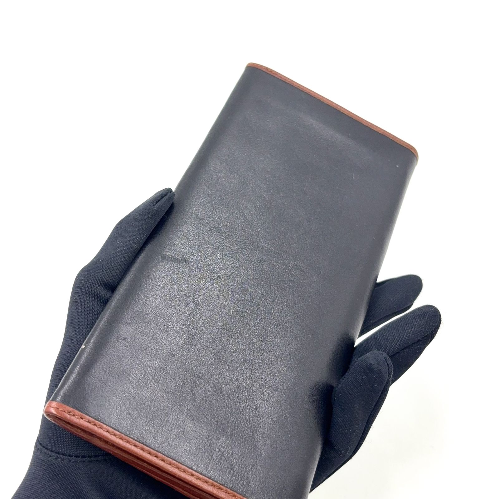 CELINE ヴィンテージ 二つ折り レザー ブラウン×ブラック 長財布