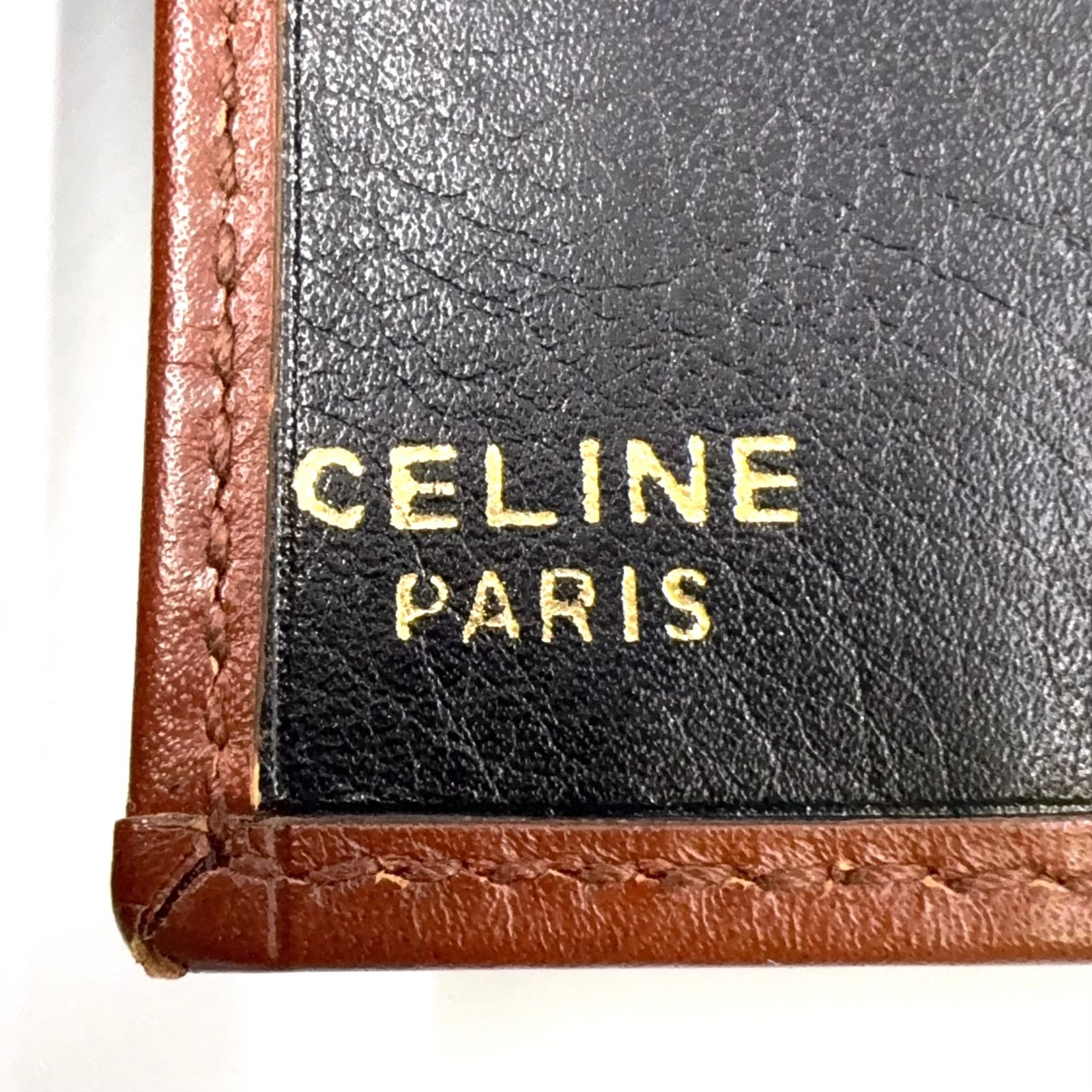 CELINE ヴィンテージ 二つ折り レザー ブラウン×ブラック 長財布