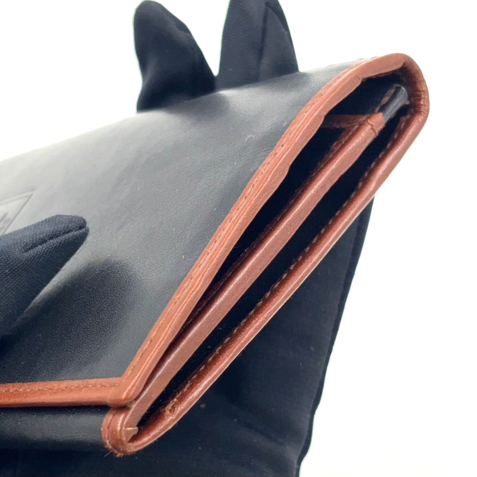 CELINE ヴィンテージ 二つ折り レザー ブラウン×ブラック 長財布