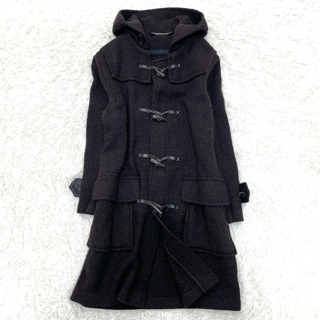 美品 バーバリー ダッフルコート ヘリンボーン トグル ロング丈 グレー 正規品 美品 BURBERRY バーバリー レディース ダッフルコート