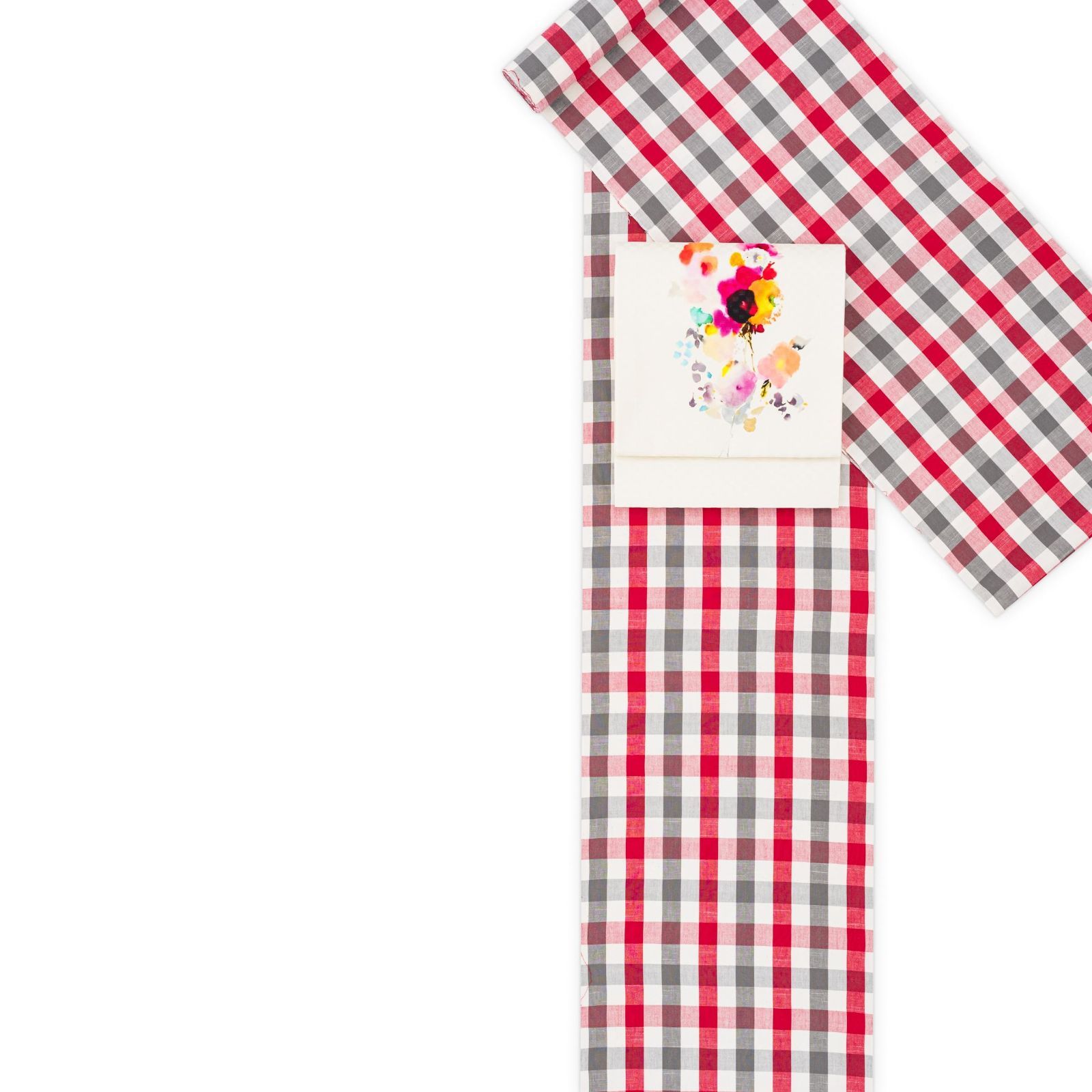 反物】新品 伊勢木綿 変わり格子 赤格子 - メルカリ