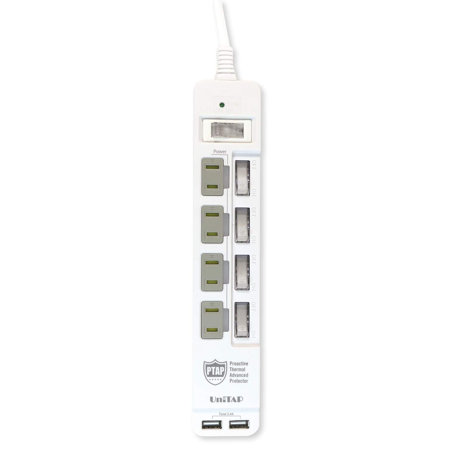 新品 プリンストン UniTAP 火災防止+USB給電機能付マルチタップ AC×4/USB×2 PPS-UTAPS3