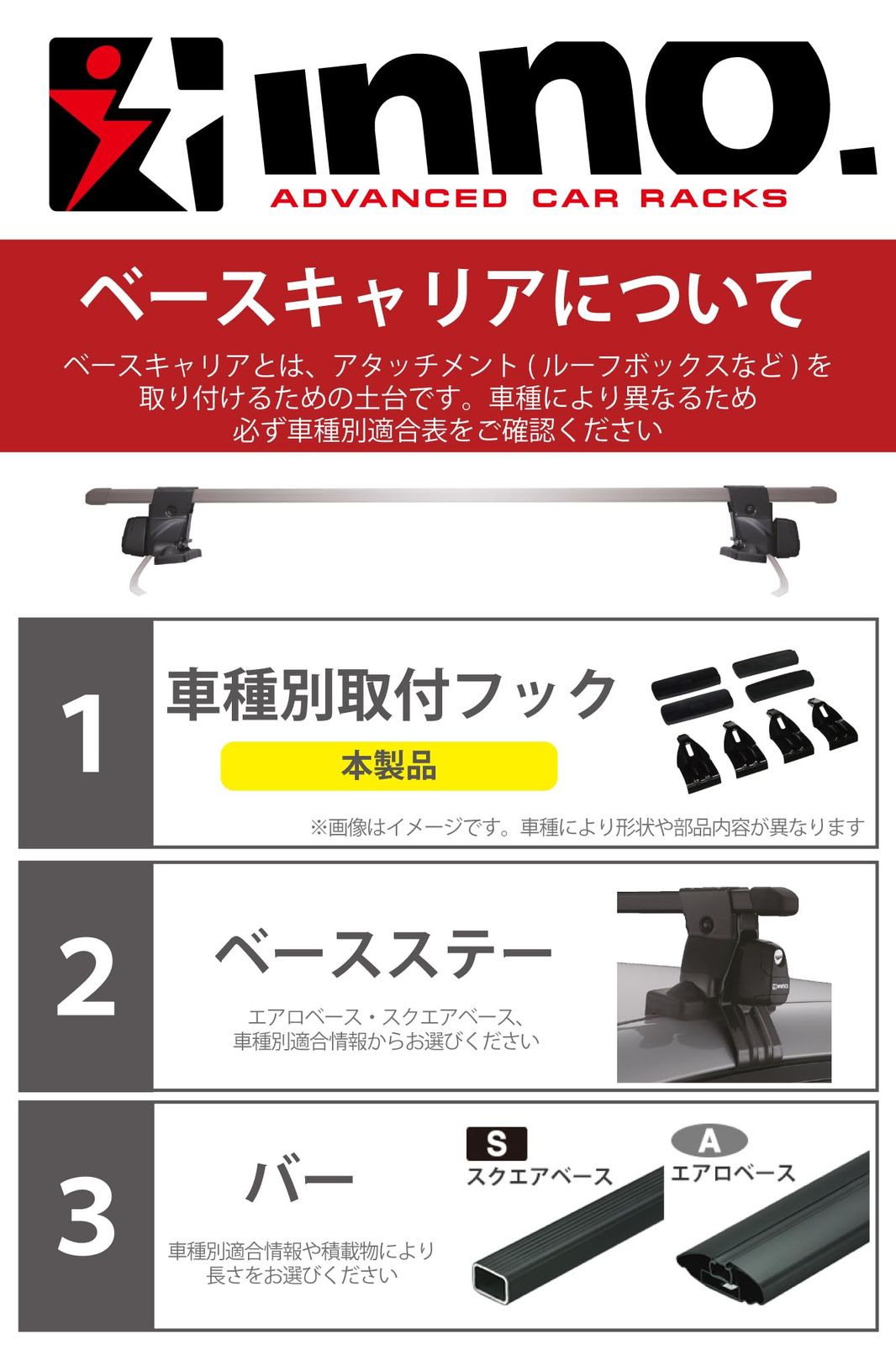 新品 カーメイト ルーフキャリア inno ベーシック取付フック K464 適合 
