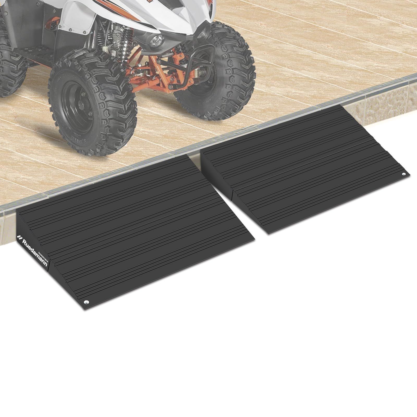 【人気商品】Ruedamann 段差スロープ 高さ5cm 耐荷重2000KG 車椅子スロープ 2段調整可能 アルミ製 段差解消 屋内外対応 高齢者 介護用 車椅子 シルバーカー 台車 敷居 玄関 駐車場 歩道 縁石 ブラック