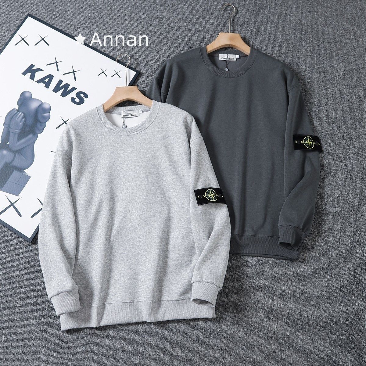 STONE ISLAND フードTシャツ グレー ISLAND STONE | Four Badge Cotton 