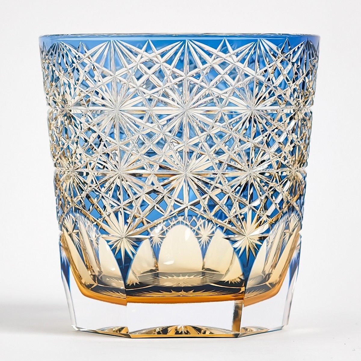 江戸切子 伝統工芸士・鍋谷聰 作 ロックグラス＜菊花＞ 中古 江戸切子 