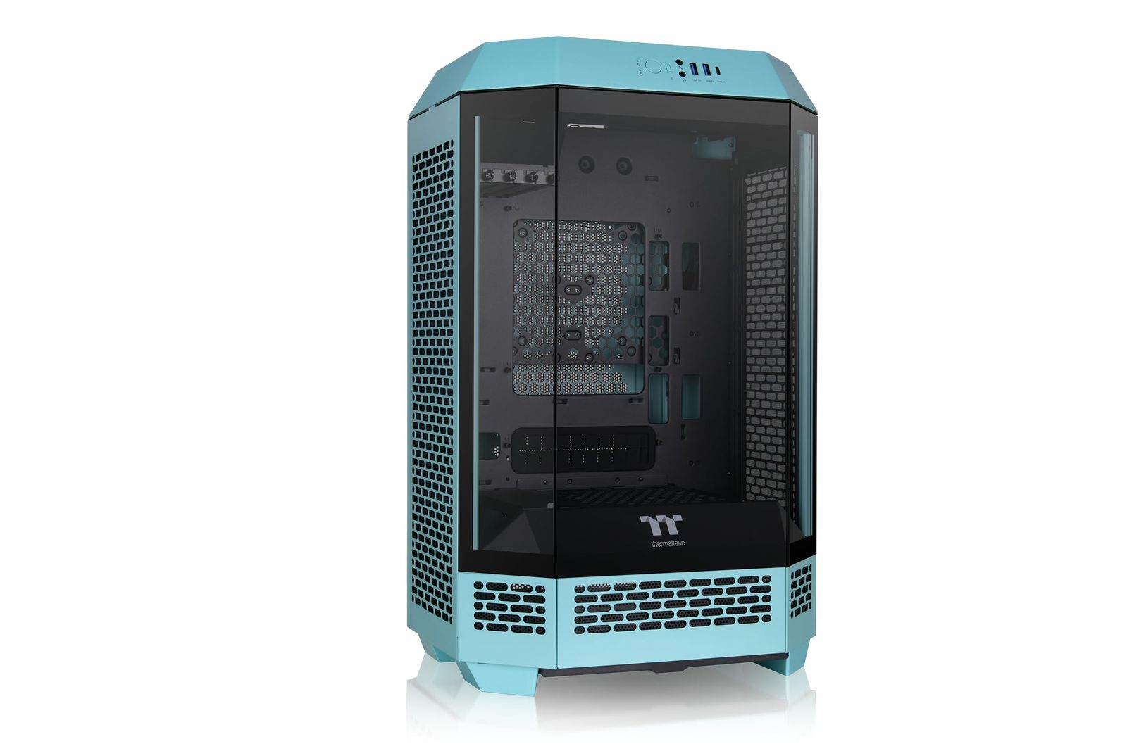 新品 Thermaltake The Tower 300 Turquoise 3面強化ガラスパネル採用 八角柱スタイル マイクロタワー Micro-ATX PCケース CA-1Y4-00SBWN-00 CS8883