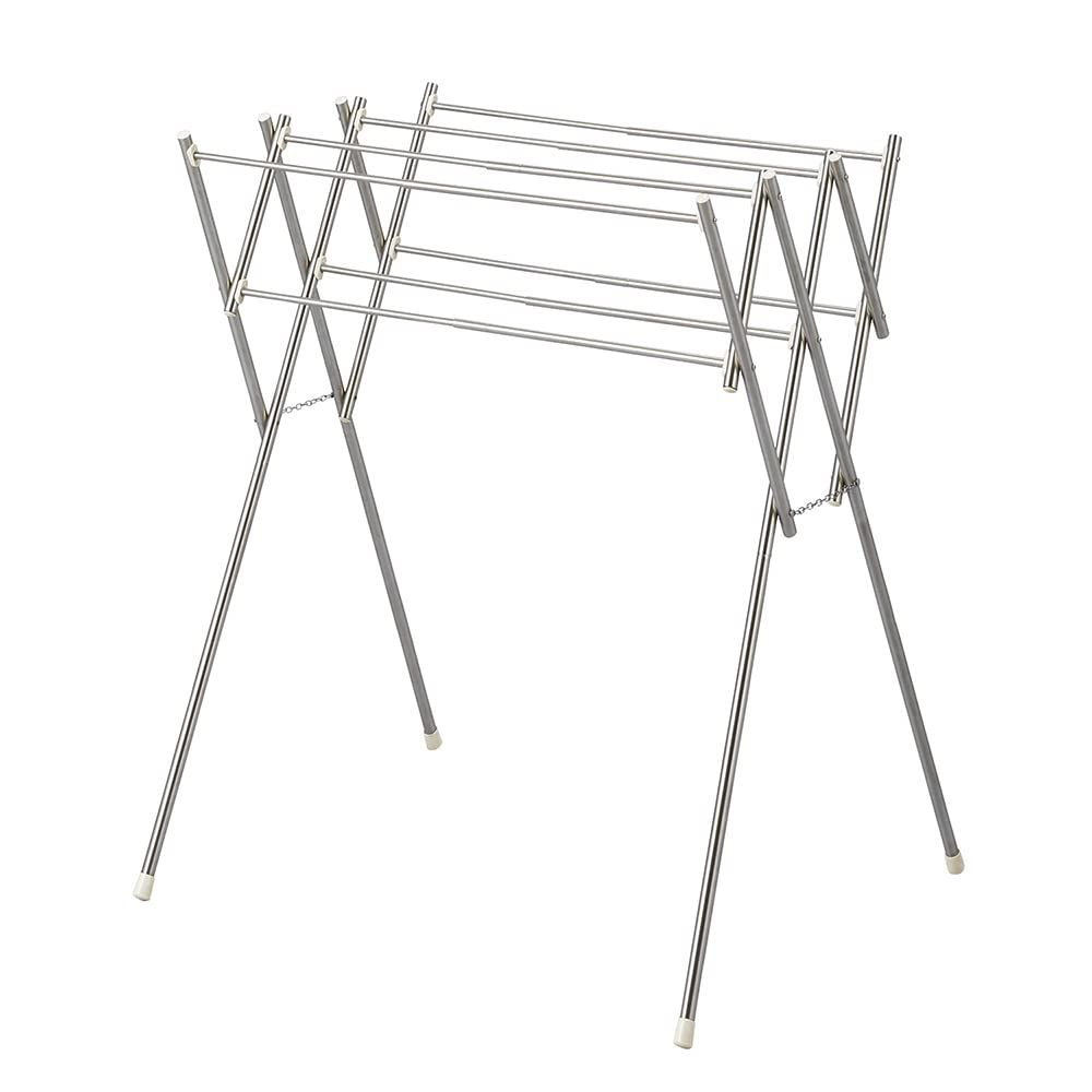 新品 ベストコ ステンレス 小物干し 軽量 コンパクト収納 伸縮 幅42~70×奥行60×高さ78cm ライトグレー NY-291