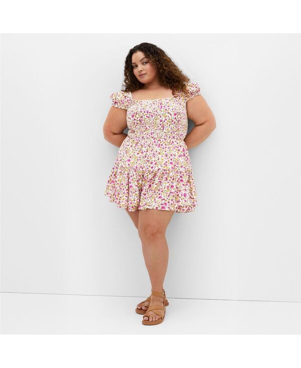 シティーシック レディース ボトムス ハーフパンツ・ショーツ プラスサイズ プリント CITY CHIC Plus Size Zuri Print Playsuit Sweet pea