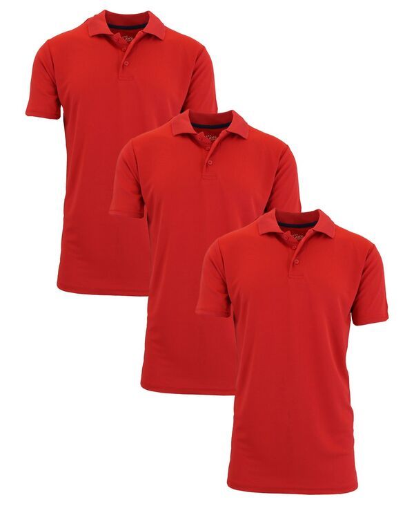 ギャラクシーバイハルビック メンズ トップス ポロシャツ Galaxy By Harvic Mens Dry Fit MoistureWicking Polo Shirt Pack of 3 Red レッド