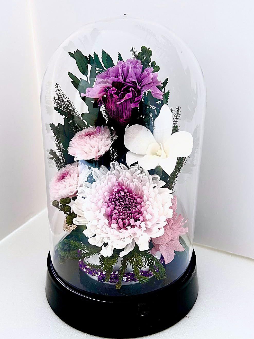 新品 供花 御供 訃報 仏花 命日 お供え お悔み お仏壇 法要 プリザーブドフラワー仏花 枯れないお花 ドームケース入り (黒土台 白桃菊お供えドーム) 新品 供花 御供 訃報 仏花 命日 お供え お悔み お仏壇 法要 プリザーブドフラワー仏花 枯れないお花 ドームケース入り (黒土台 白桃菊お供えドーム)