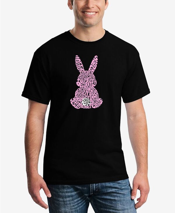 エルエーポップアート メンズ トップス Tシャツ LA Pop Art Mens Word Art Easter Bunny Short Sleeve Tshirt Black ブラック