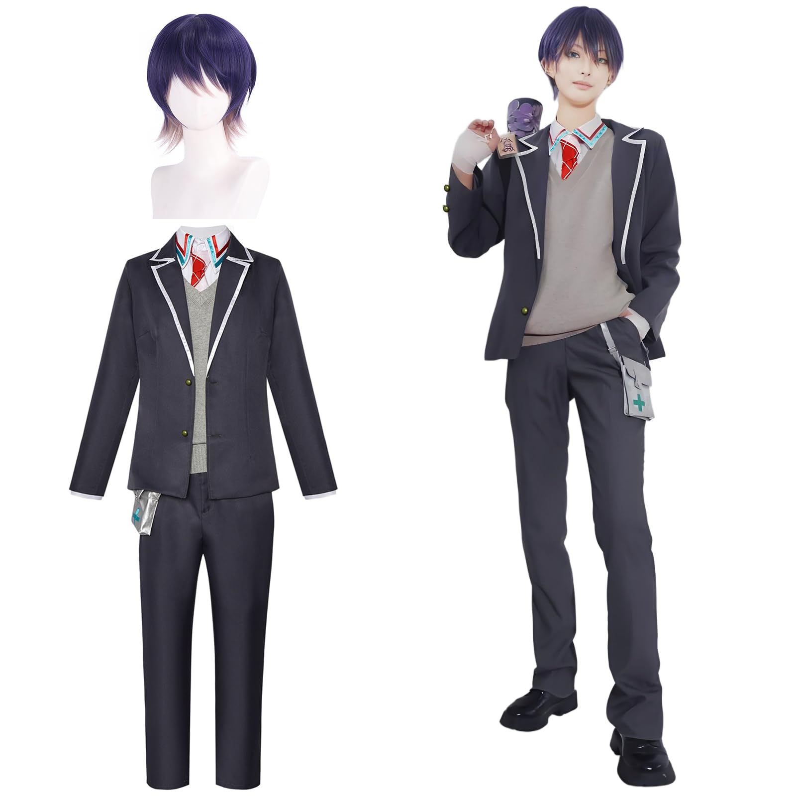 新品 [神併良品] 剣持刀也 コスプレ ウィッグ付き 男子高校生 VTuber