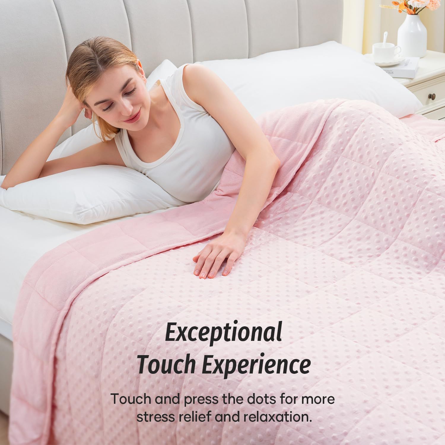 New Wemore Minky Dot Weighted Blanket for Adults, Queen Size, 12