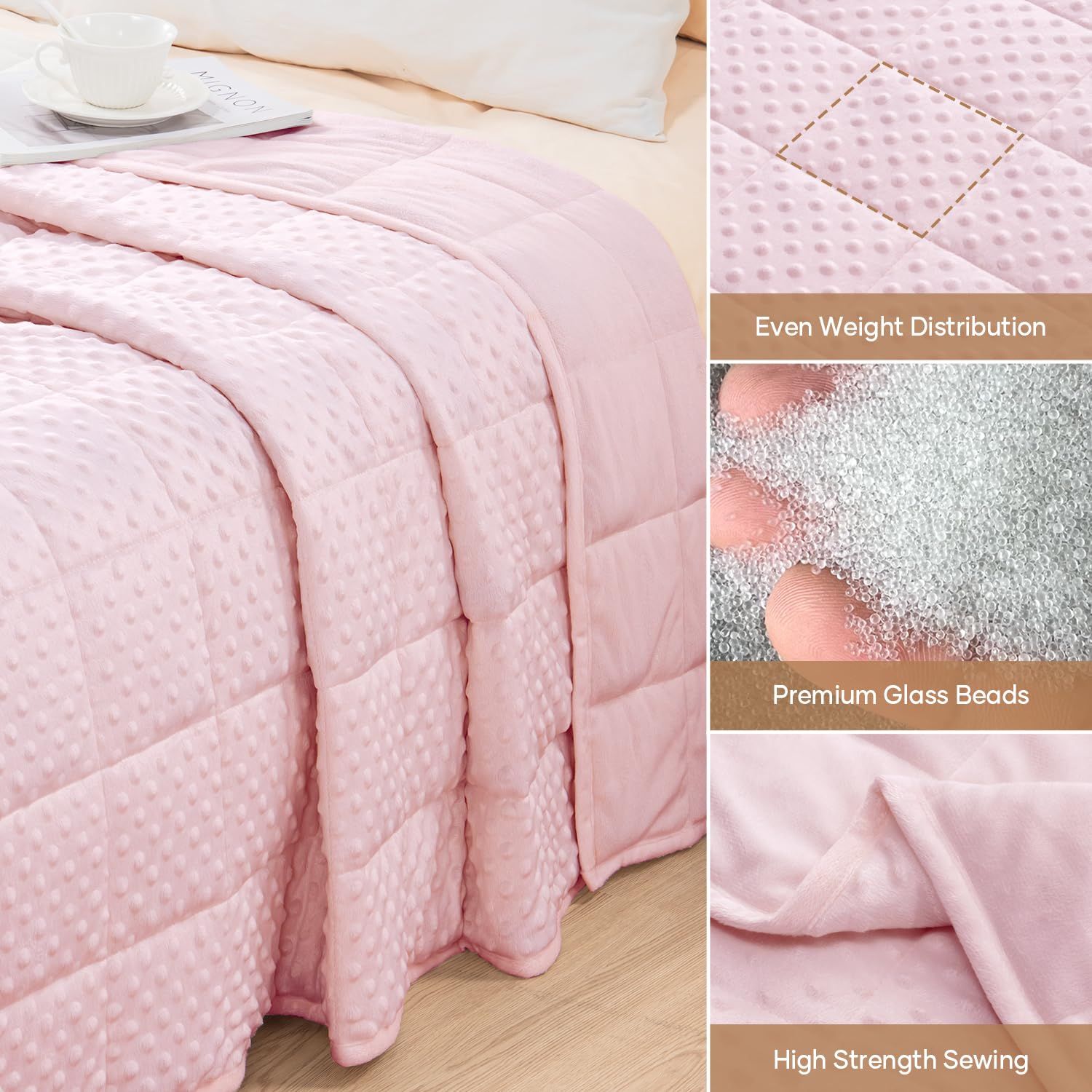 New Wemore Minky Dot Weighted Blanket for Adults, Queen Size, 12